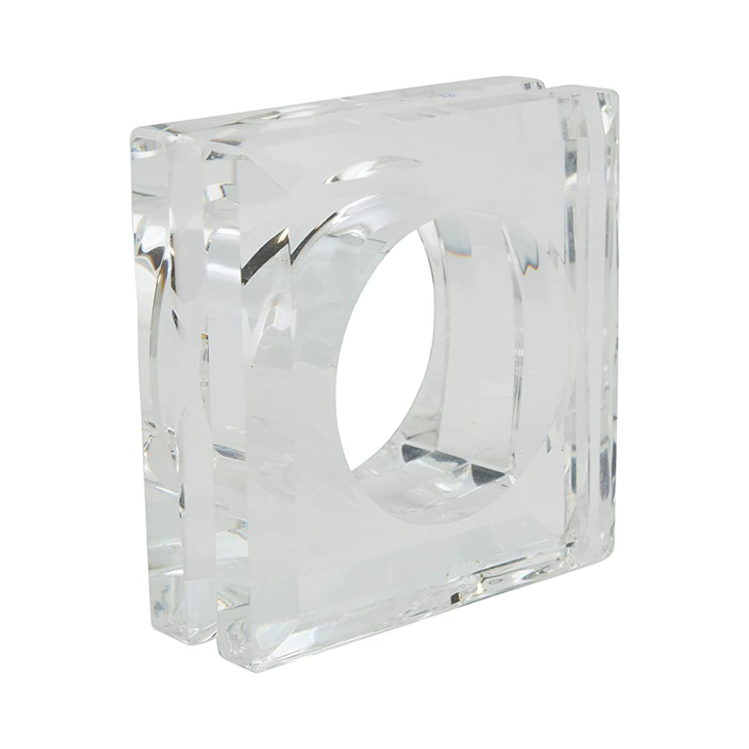 Crystal block acrylic napkin rings.