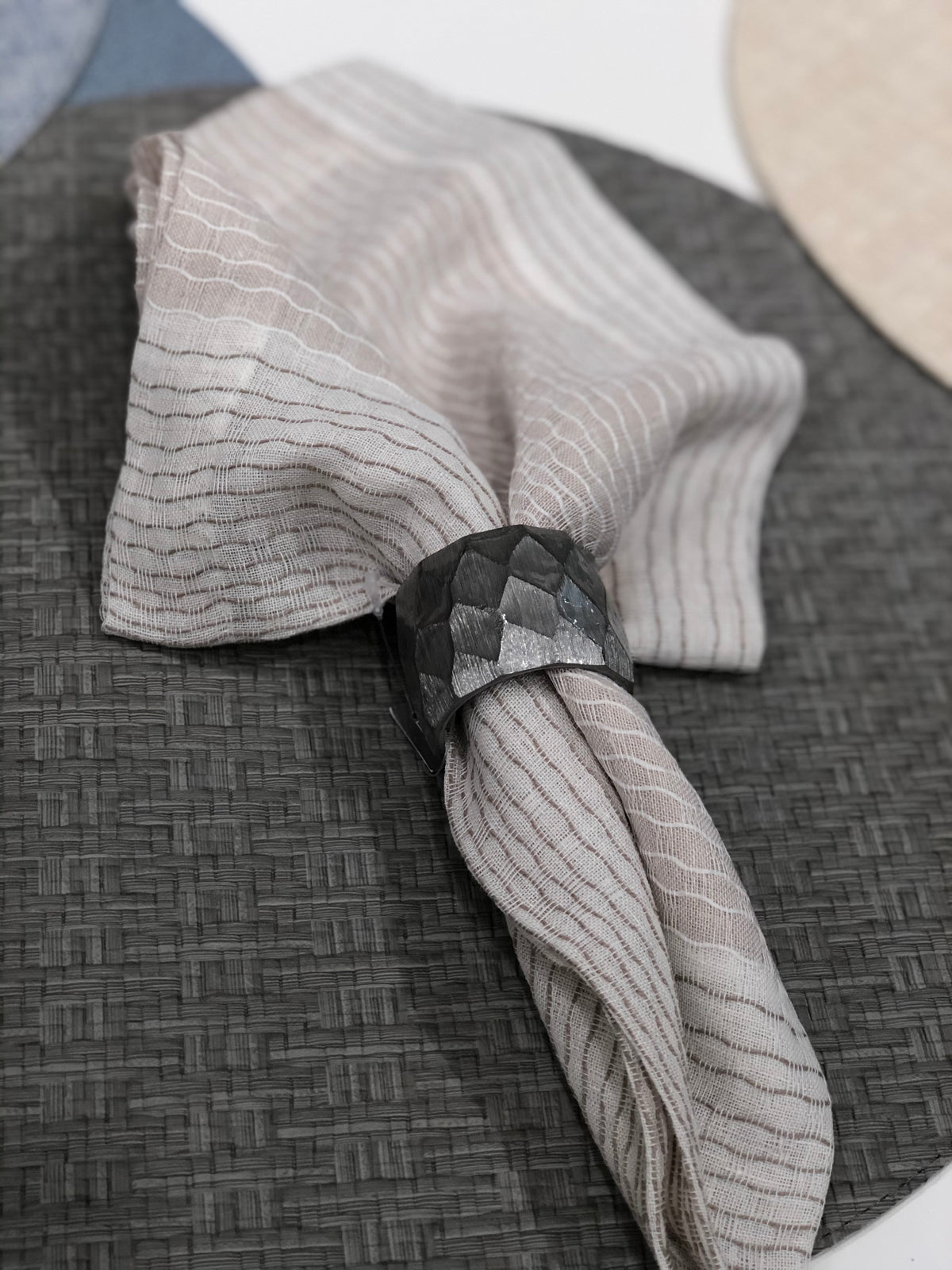 Wicker Round Placemat Grey Set of 4
