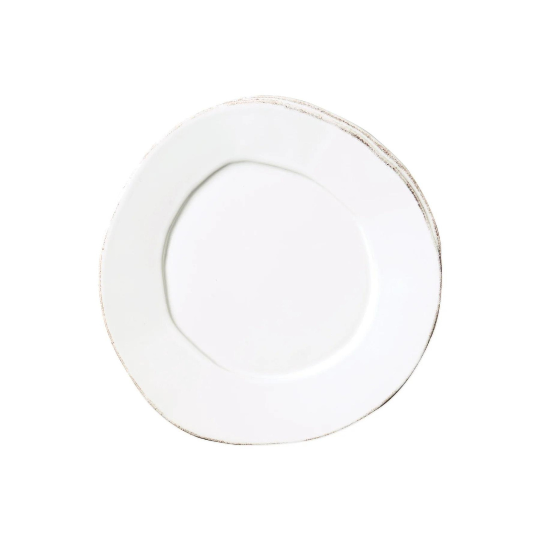 Stoneware made white salad plate.