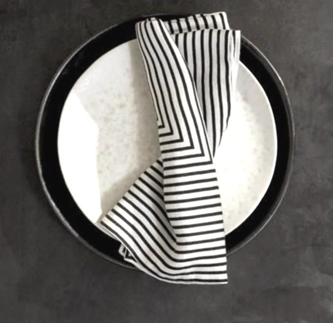 Concorde Napkin Black and Ivory Set of 4