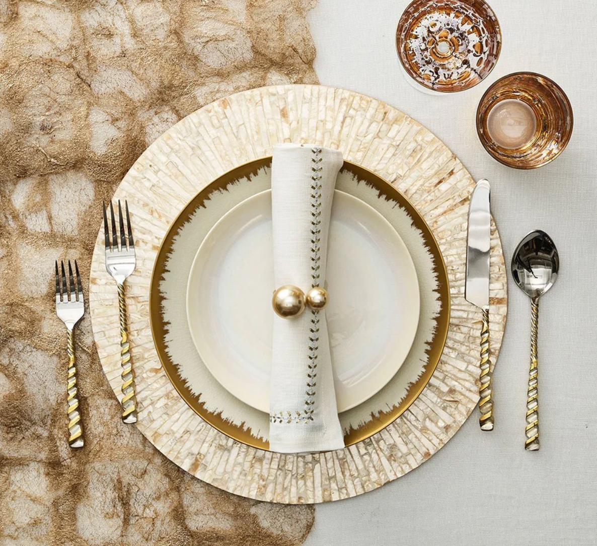Herringbone Napkin Gold & Silver Set of 4