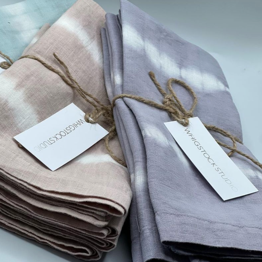 Hand Dyed Linen  Napkin Set of 4 - Lavender Gray