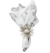 Flare Napkin Ring White & Slver Set of 4