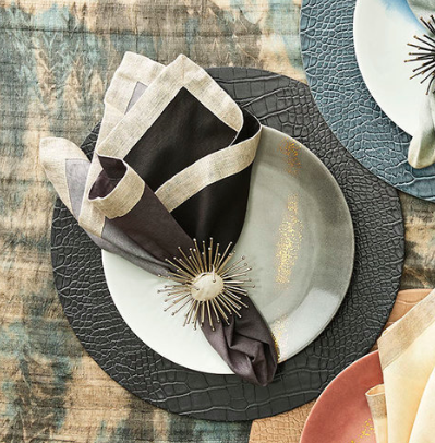 Flare Napkin Ring White & Slver Set of 4