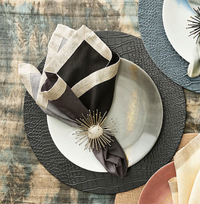 Flare Napkin Ring White & Slver Set of 4