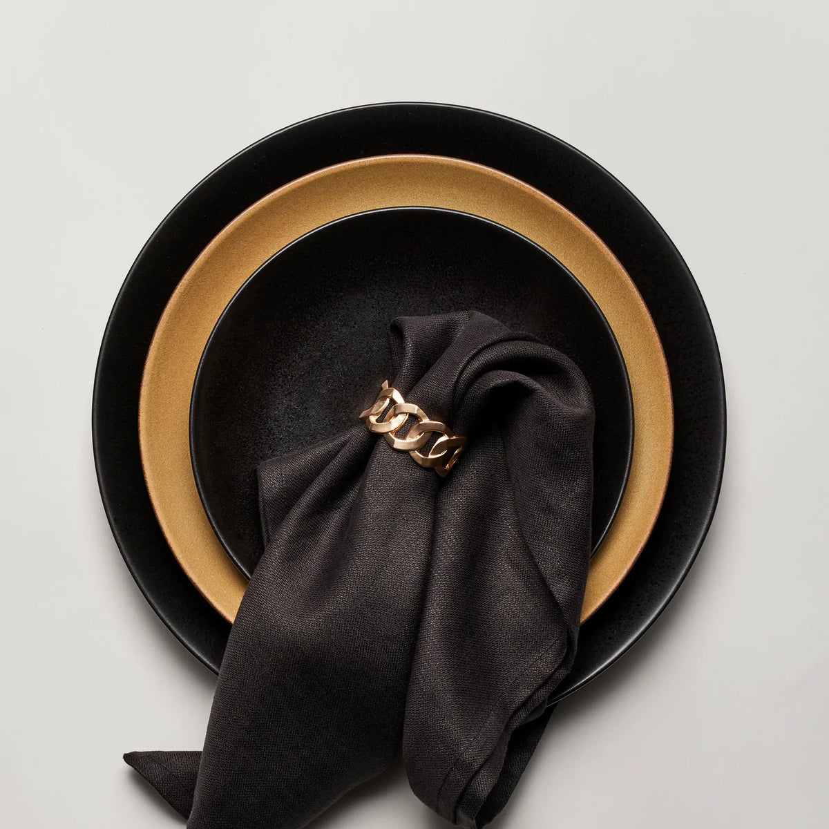 Linen Sateen Napkin Black Set of 4