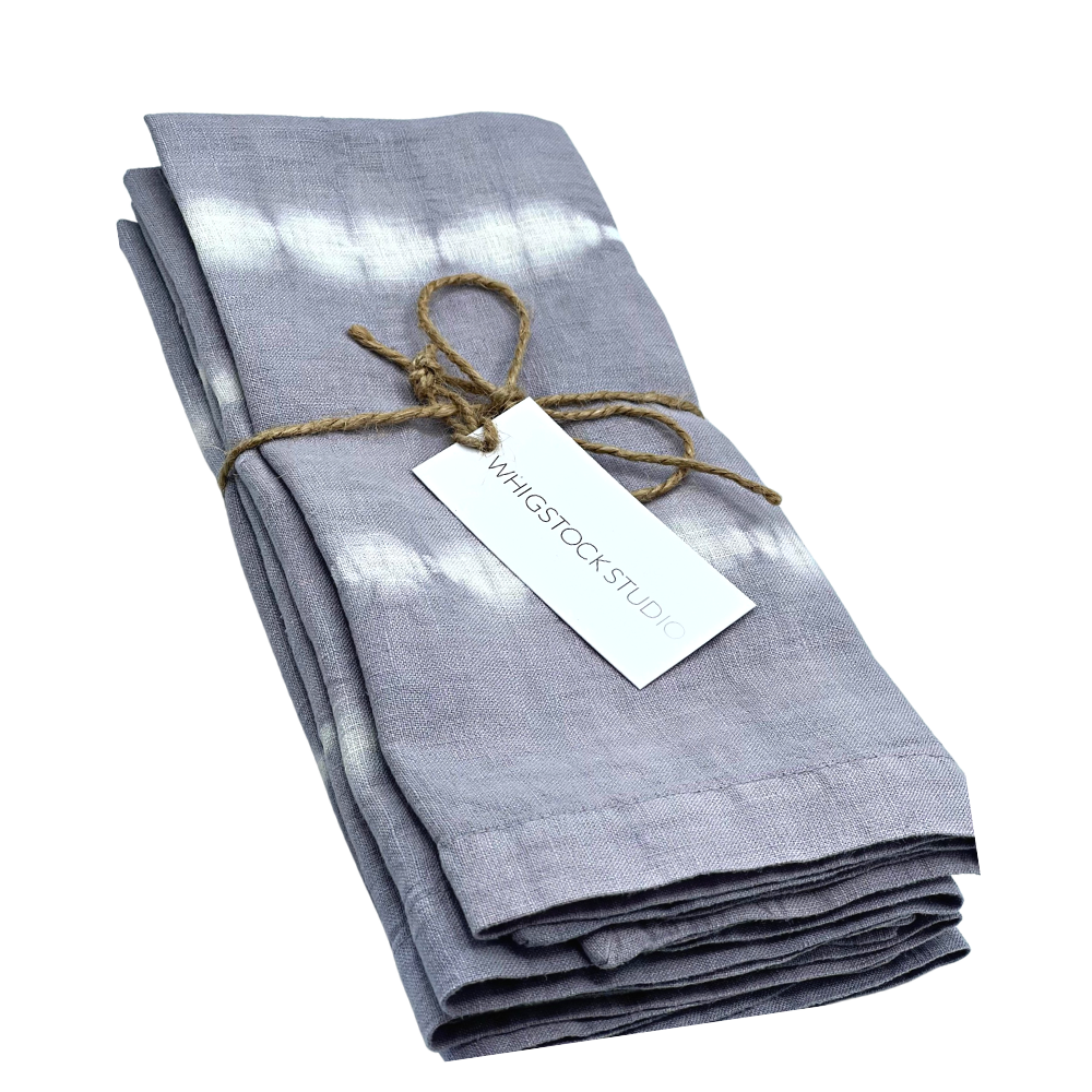 Hand Dyed Linen  Napkin Set of 4 - Lavender Gray