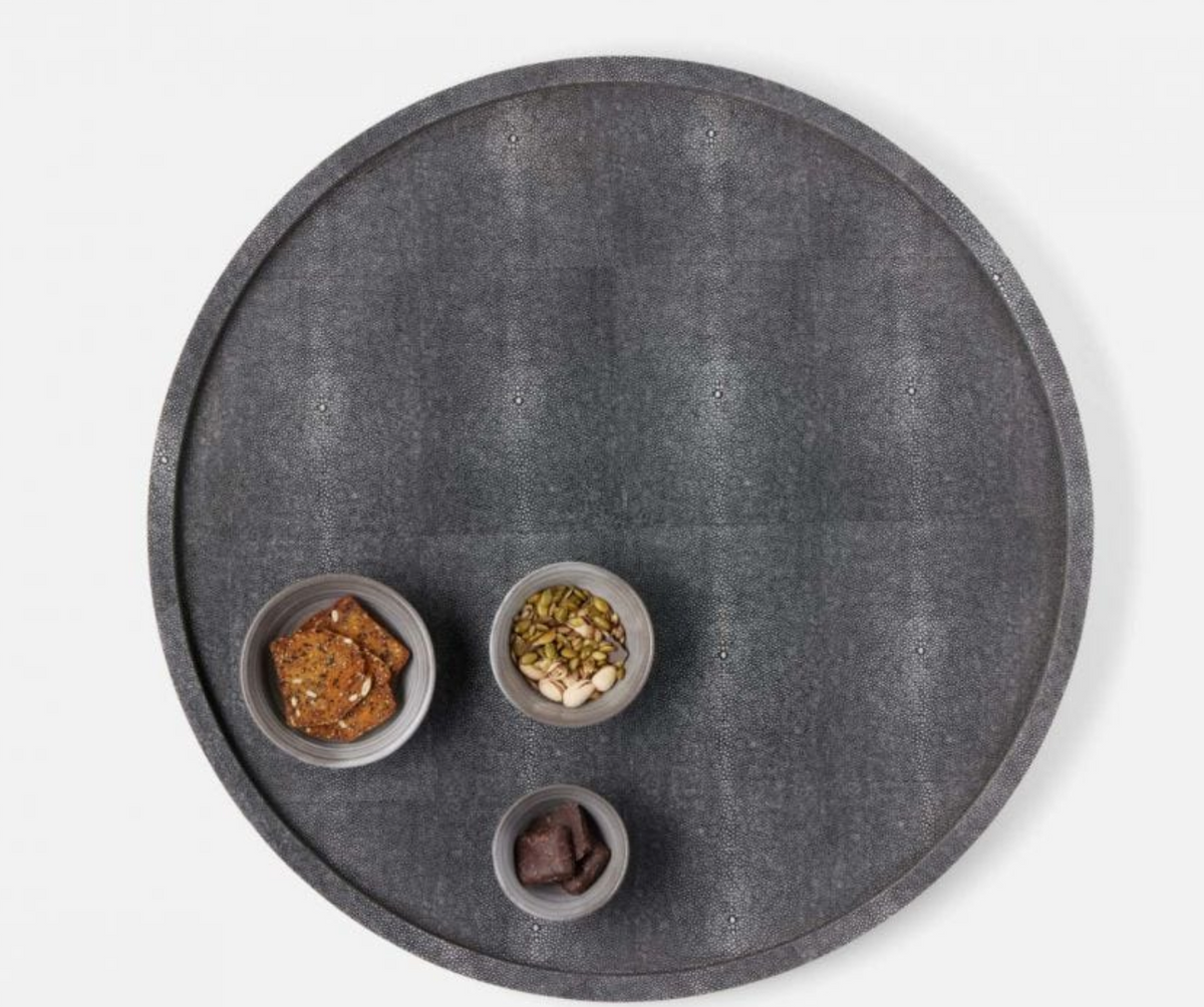 Calvin Faux Shagreen Lazy Susan Grey