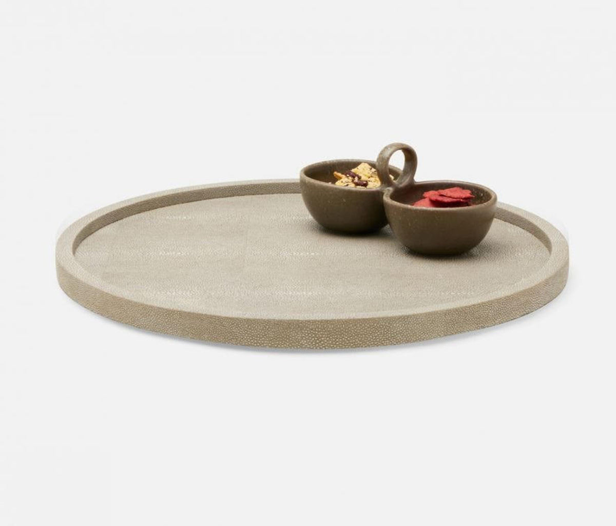 Calvin Faux Shagreen Lazy Susan Sand