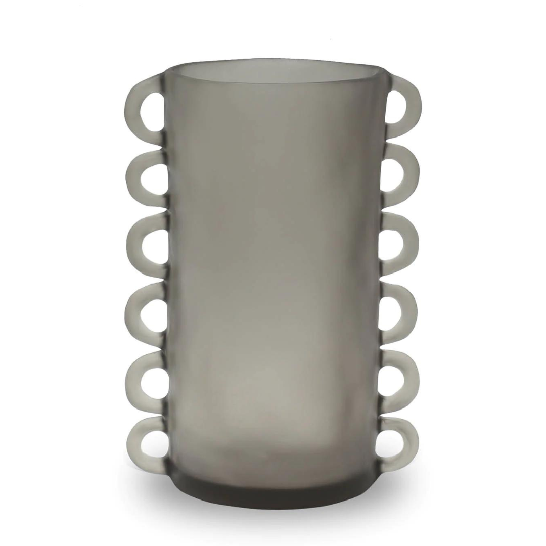 Loopy resin vase in fog color.