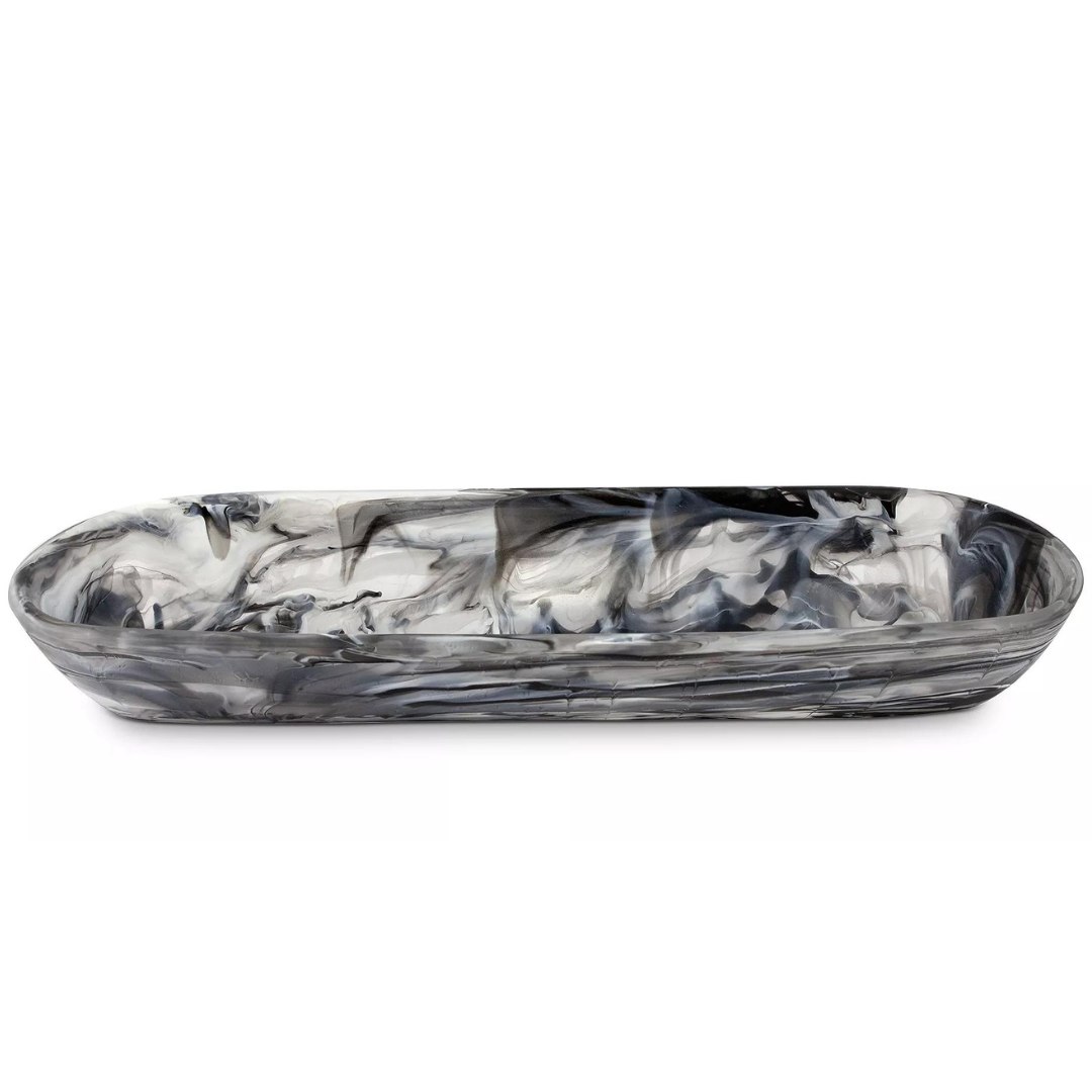 Extra large black swirl resin boat bowl.