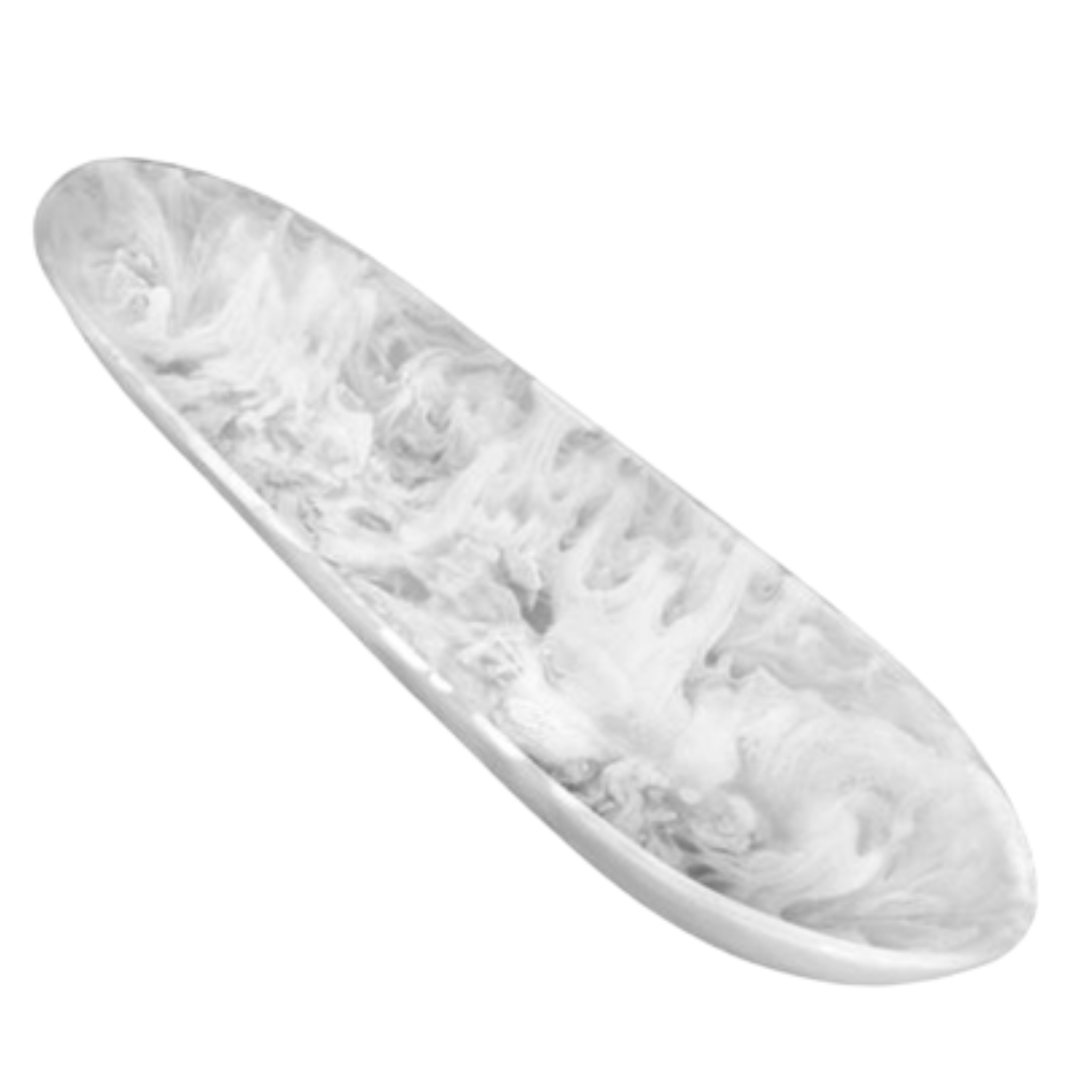 Extra large white swirl resin boat bowl.