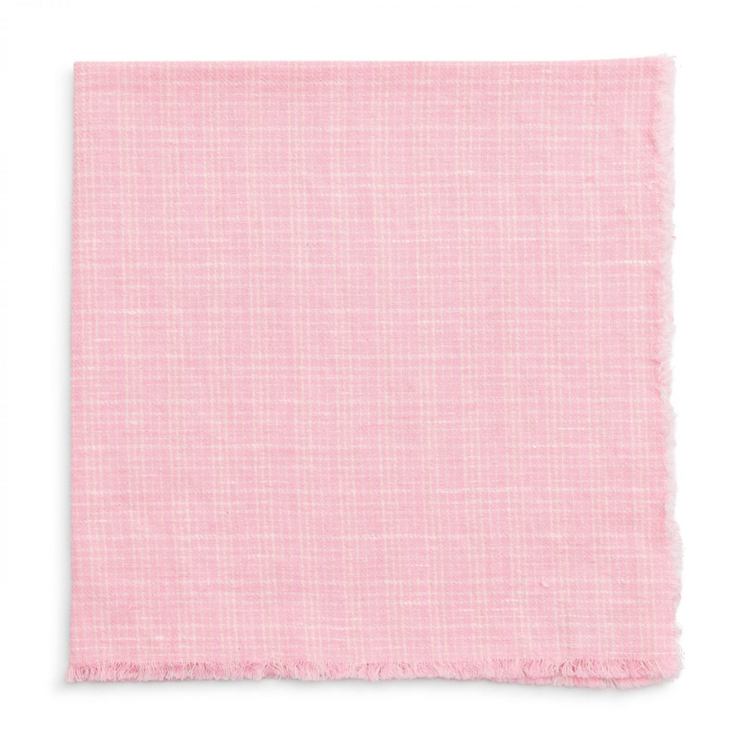 Set of 3 Pink Checkered Cotton Dish Towels with Laces - Pink Affection