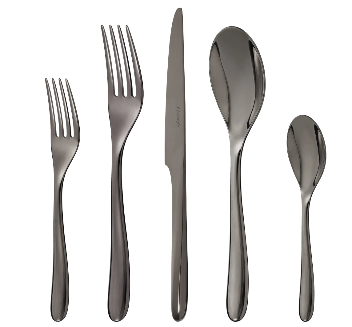 L'Ame De Flatware 5 Piece Setting - Black Stainless Steel