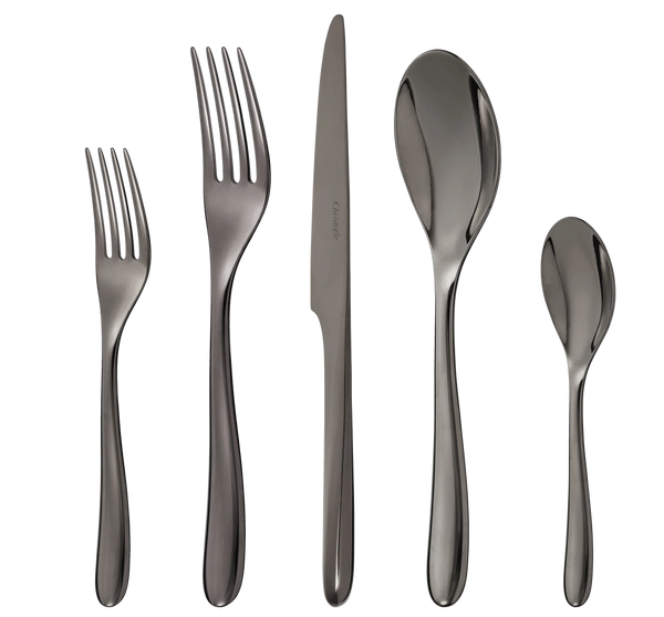 L'Ame De Flatware 5 Piece Setting - Black Stainless Steel