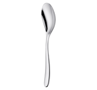 L’Âme de Christofle stainless steel serving spoon featuring French craftsmanship, with a long, slender handle and a slightly tapered bowl.