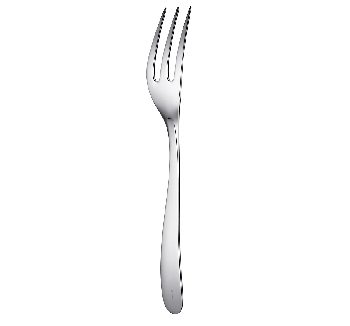 A L’Âme de Christofle stainless steel three-pronged serving fork with a smooth, curved handle.