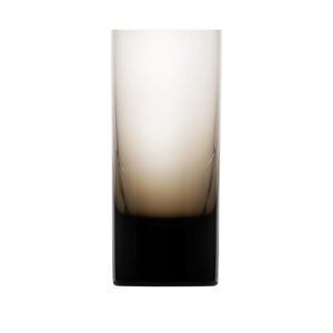 The Moser Whiskey Set Highball 400 ml is a tall, cylindrical glass made of lead-free crystal, featuring a gradient design that fades from clear at the top to black at the base, displayed on a white background.