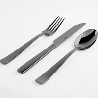 Flat Flatware PVD Black 5 Piece Set