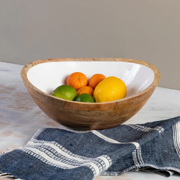 Mayan Wood Bowl White -