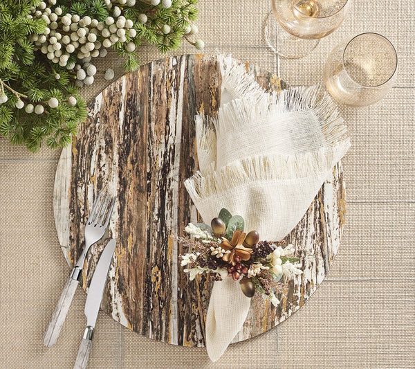 Weathered Pine Placemat Ivory and Natural Set of 4