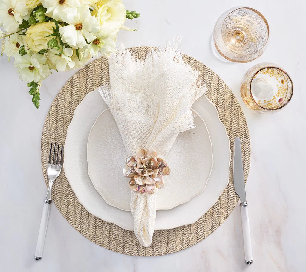 Fringe Napkin White & Gold Set of 4