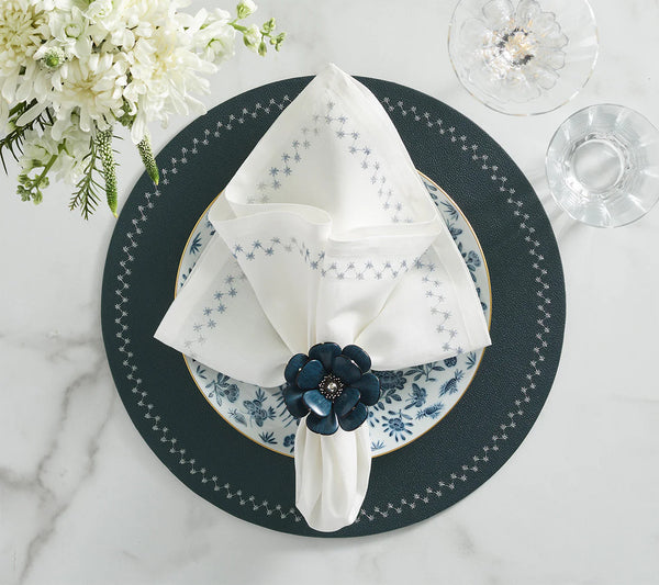 Begonia Napkin Rings Set of 4- Teal