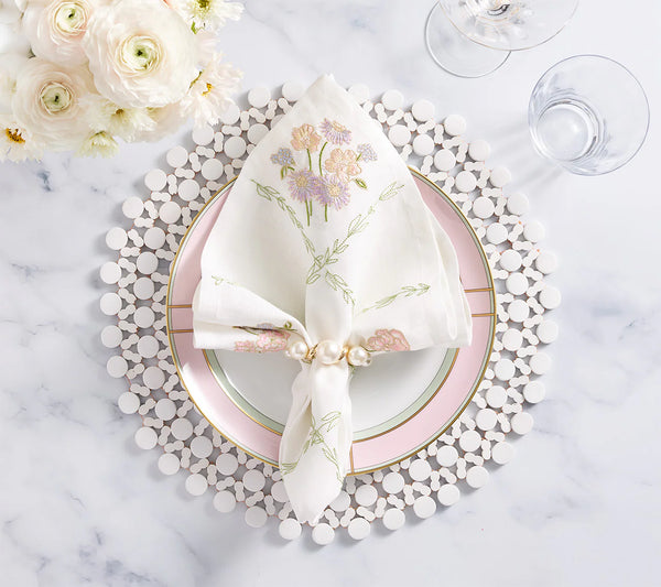 Pearl Drift Napkin Ring Set of 4 - Pearl & Gold