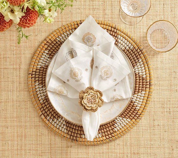 Pareo Napkin Ring Set of 4 - Natural & Brown