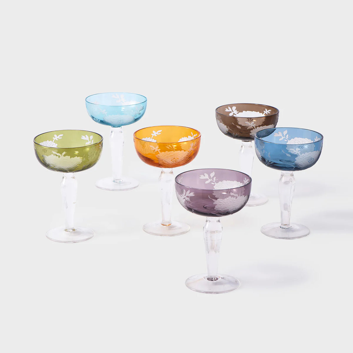 Peony Coupe Glass Mutli Set of 6