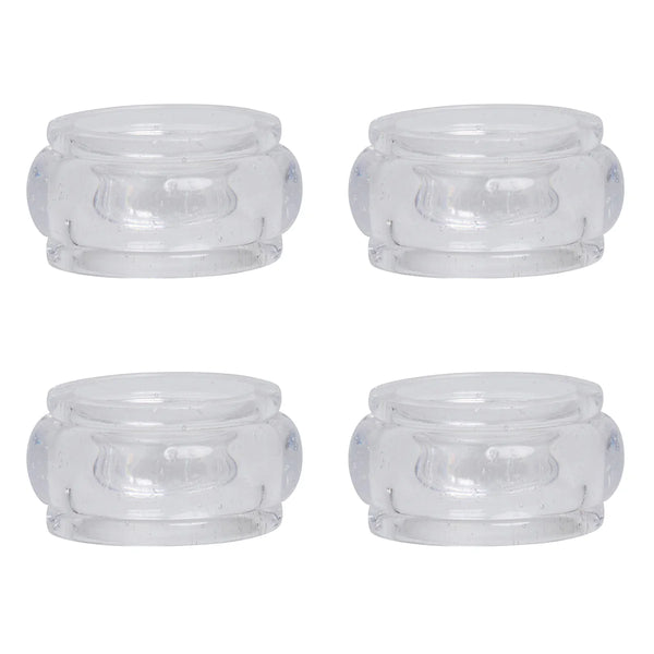 The Provence Napkin Ring Set/4 by Juliska is shown arranged in a grid on a white background, perfect for adding a touch of elegance and complementing your colorful table decor.