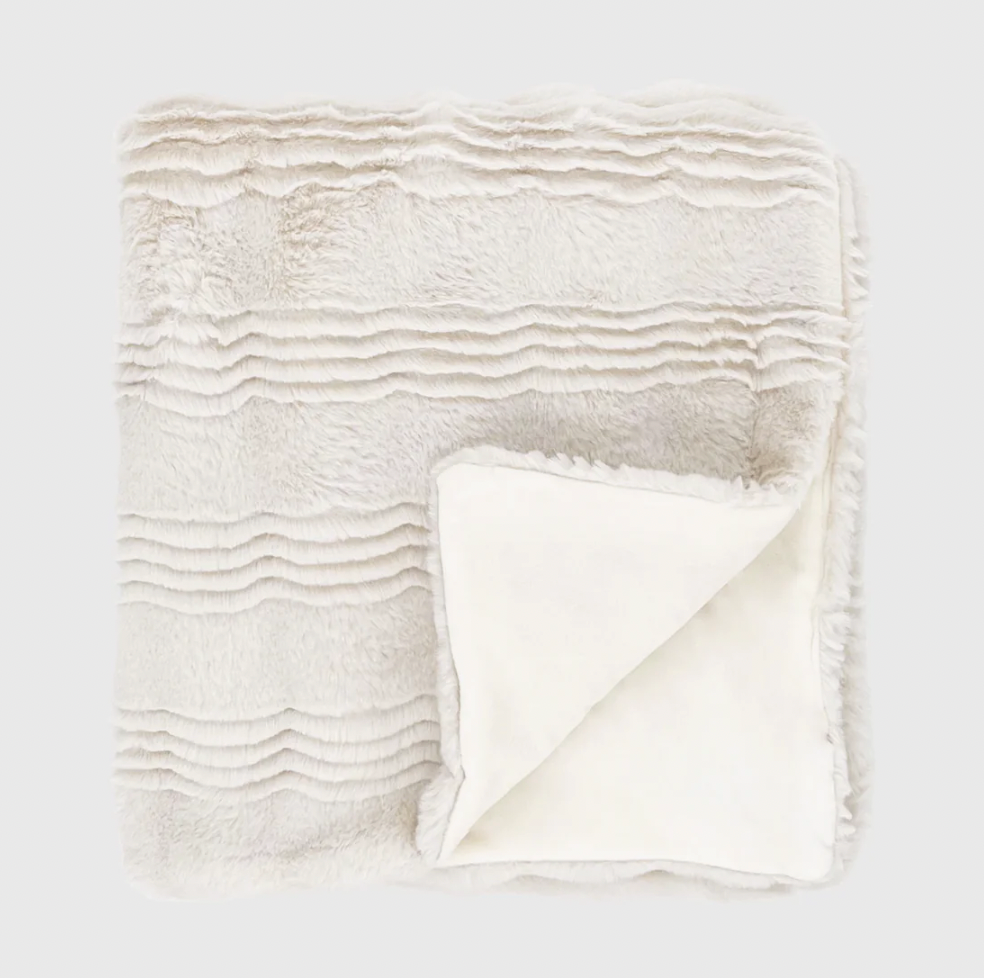 Scallop Faux Fur Throw Coconut