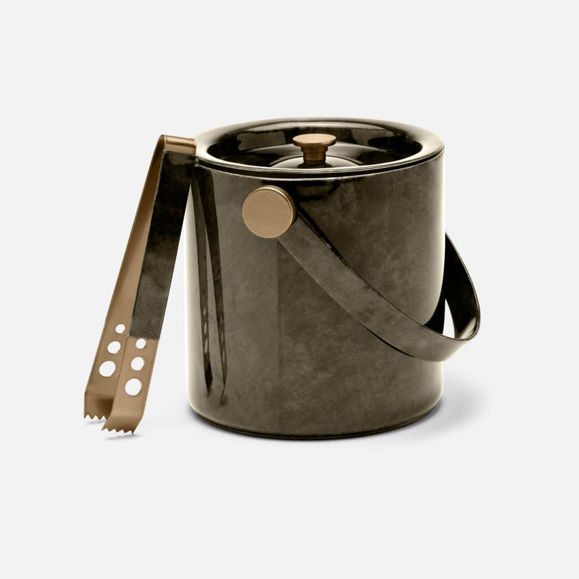 Nelson Grey Vellum Ice Bucket with Tongs