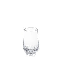 Mouthblown clear glass Folia Stemware tumbler featuring a textured, leaf-like pattern at the base.