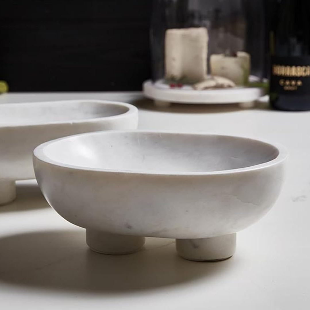 Abby Marble Footed Bowl