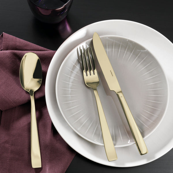 Flat PVD Flatware 5 Piece Setting - Champagne