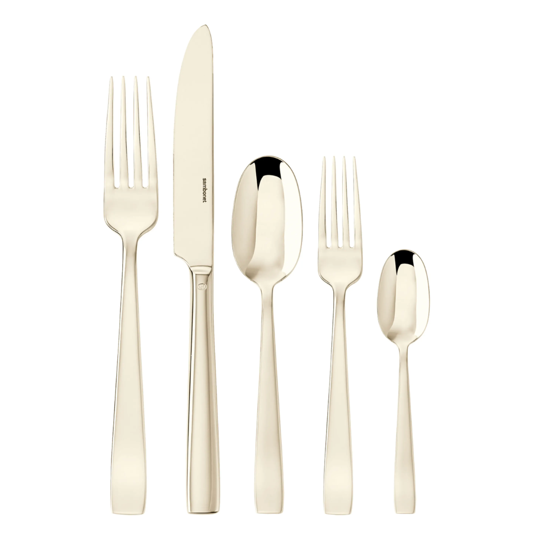 PVD Flat Flatware 5pcs - Champagne