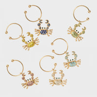 Wine Charms - Colorful Crabs Set of 6