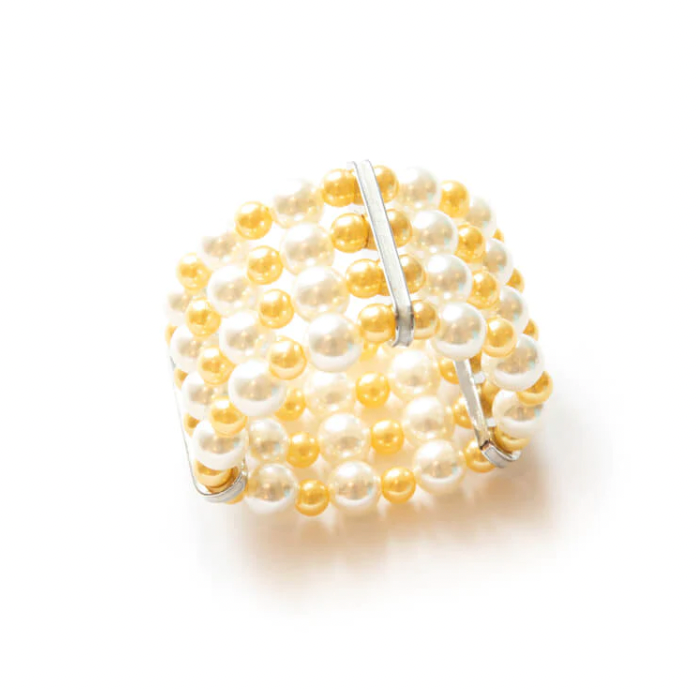 Pearl Cuff Gold Napkin Ring Set of 4