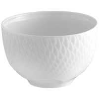 Meissen Waves Relief white ceramic bowl featuring a subtle textured scale-like pattern on the exterior, set against a plain light background—a sophisticated addition to any modern dinnerware collection.