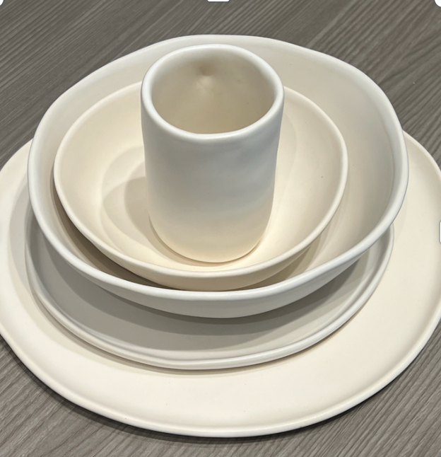 White matte dinnerware best sale