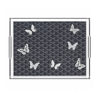 Grandeur Tray - Maison Black w/ White Butterflies 14 x 18