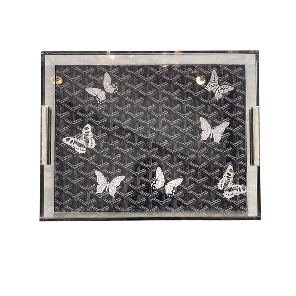 Grandeur Tray - Maison Black w/ White Butterflies 14 x 18
