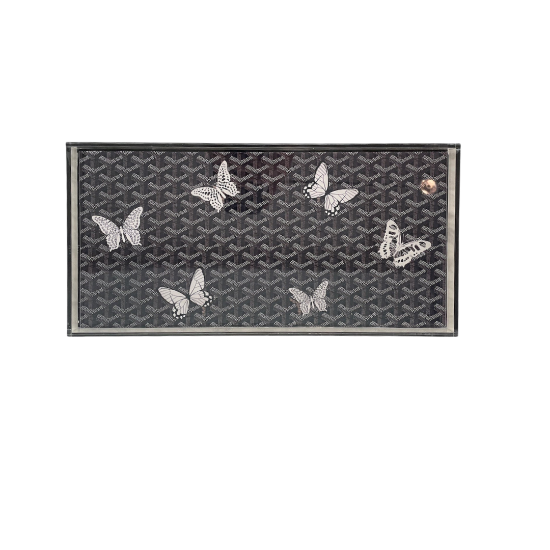 Grandeur Tray - Maison Black w/ White Butterflies 8 x 16