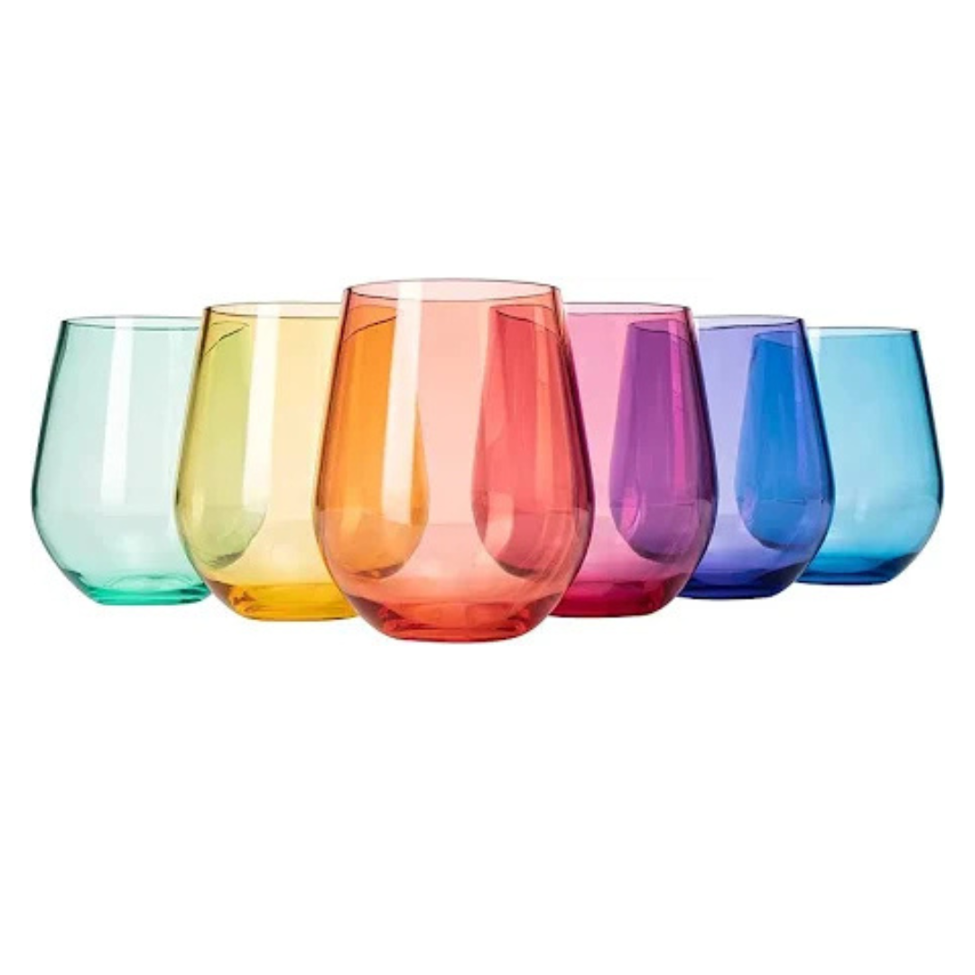 Brighton Multi Color Acrylic Stemless Wine Glass Set of 6 – Current Home NY