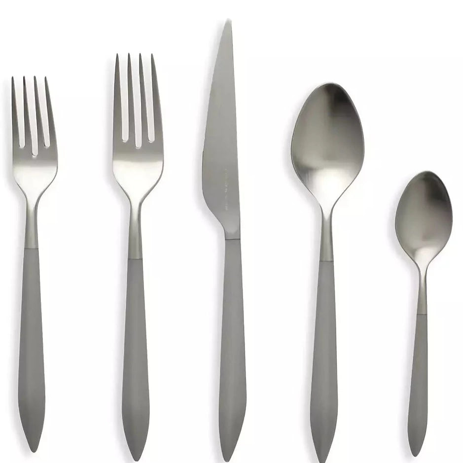 Ares Oro Flatware Grey 5 Piece Place Setting