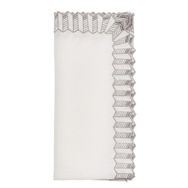 Baccarat x Kim Seybert Etoile Napkin Set of 4 - White & Silver.