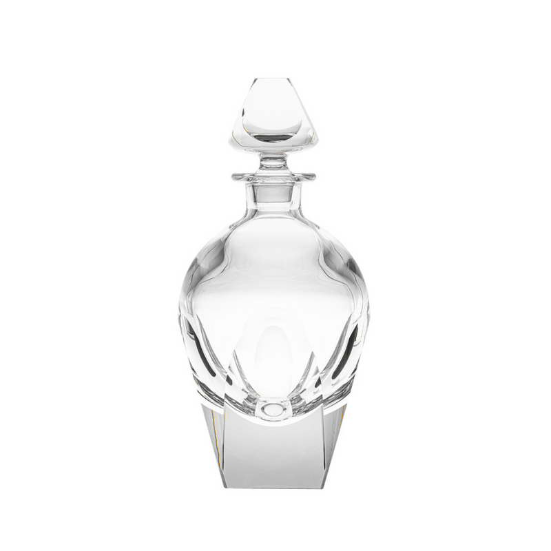 The Moser Bar Decanter 750 ml features a clear, elegant crystal design with a faceted stopper and rounded body—perfect for your bar collection and for serving wine or whiskey in style.