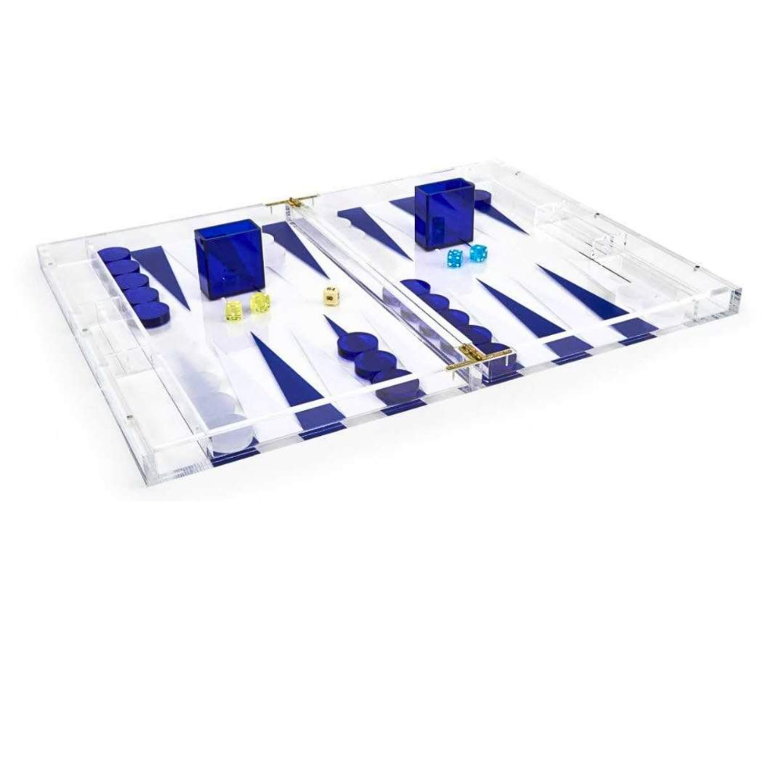 Acrylic Blue Backgammon Set