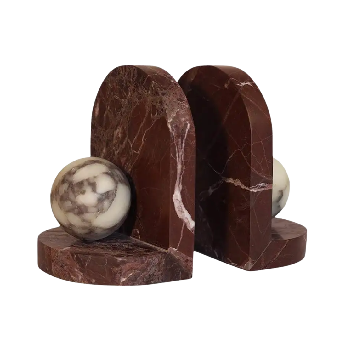 Blitz Marble Bookend Set - Merlot